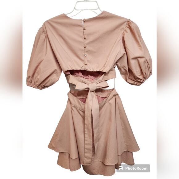 CLEARANCE! NWT Lucca Whitney Puff Sleeve Cutout Rodeo Dress, Coral, Size X-Small - Picture 5 of 13